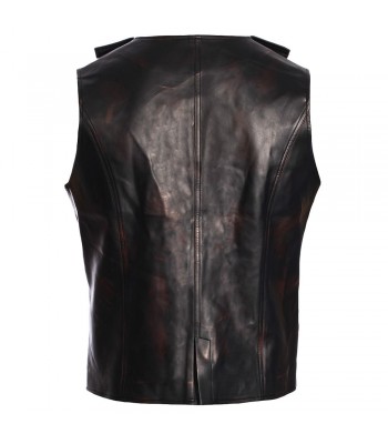 Men Black Leather Vest, Mens Fashion ROCK Steampunk Leather V Neck Vest 